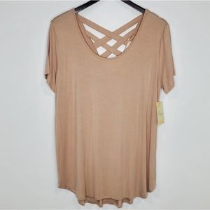 Misia Rounded Hem Lattice Back Size L Tunic